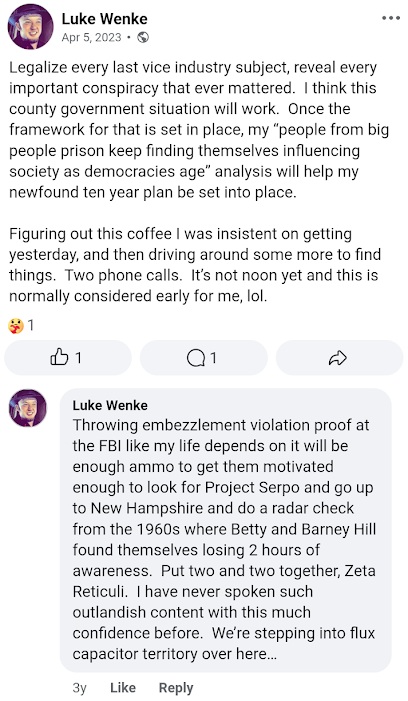 luke wenke talks about big plan to correct perceived injustices facebook screenshot april 2023