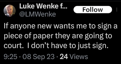 luke wenke refuses to agree to anymore contact bans imposed by federal probation x/twitter screenshot september 2023