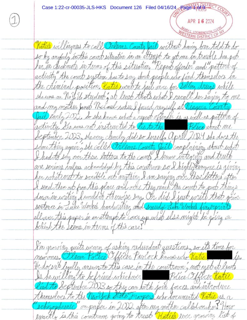 letter from luke wenke to the honorable john l. sinatra jr. april 2024