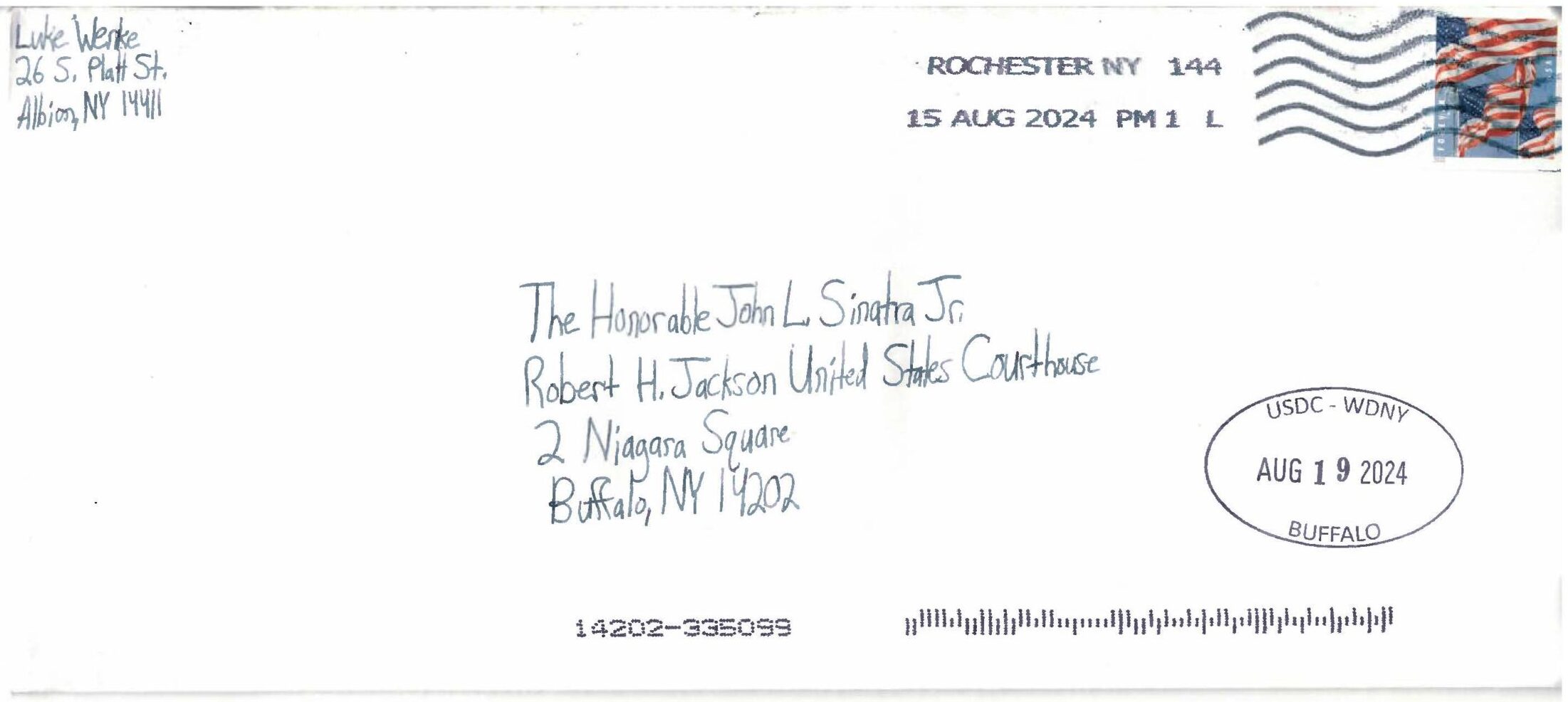 letter from luke wenke to the honorable john l. sinatra jr. 08/21/2024